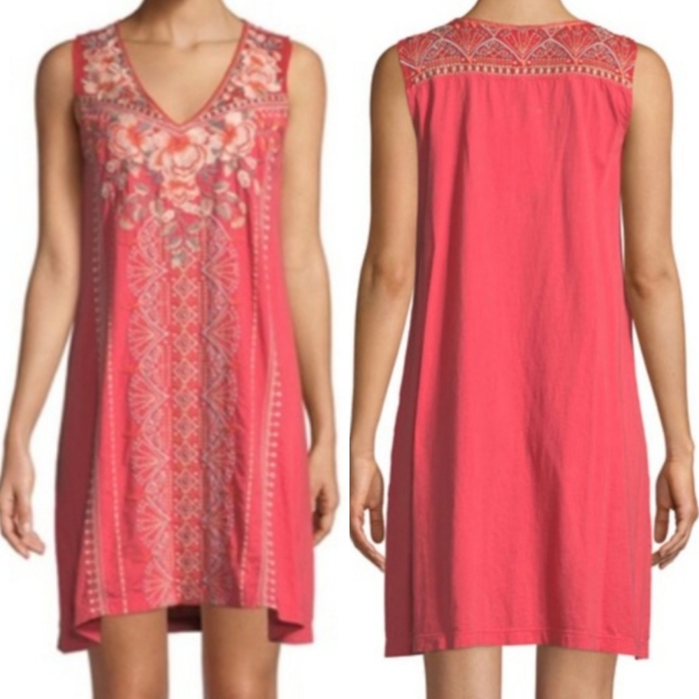 JOHNNY WAS Calida Yoke Tank Tunic Dress XL